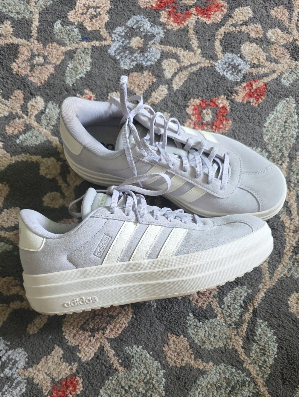Adidas Women's Light Grey Suede Platform Sneakers